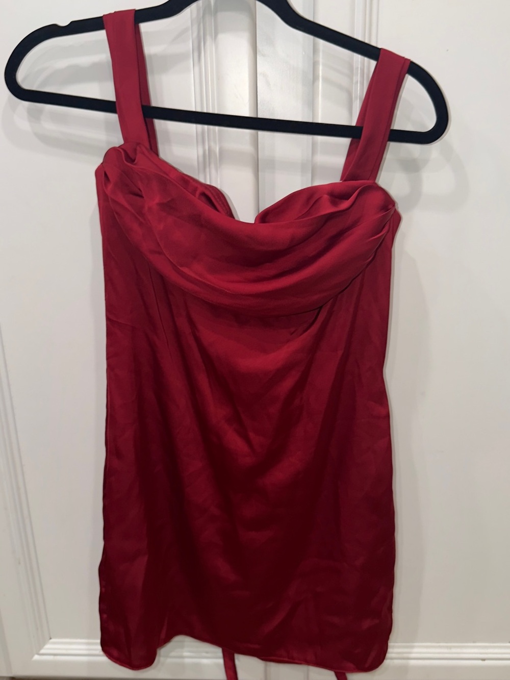 New Satin Red Cowl Neck Women's Dress
